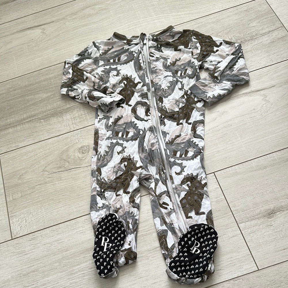 Posh Peanut Bamboo Pajama Petey Dinosaur Print Footie